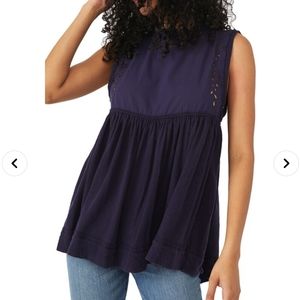 COPY - NWT Free People Bella Babydoll Blue Top Size L